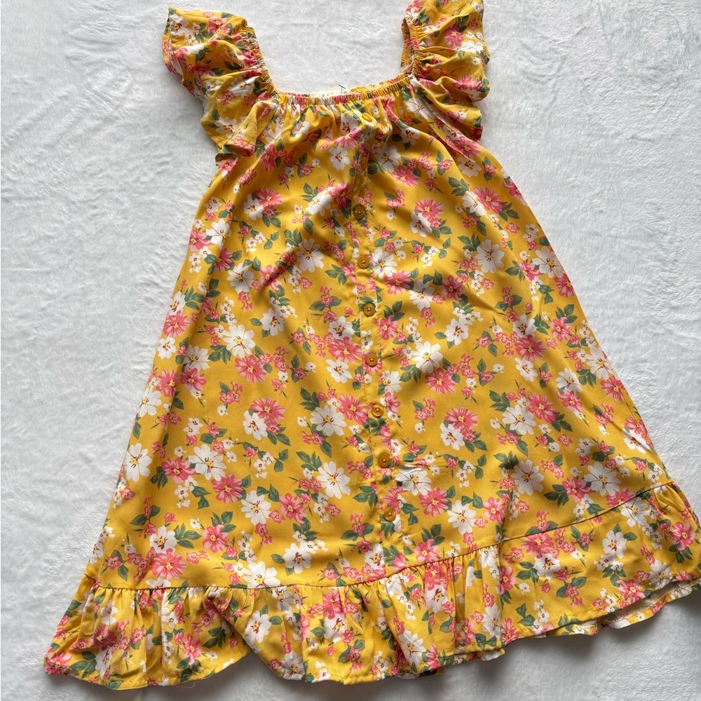 btween Yellow Floral Kids Dress